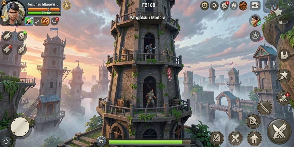 Tampilan gameplay menarik dari FB168 dalam pertarungan Tower Defense.
