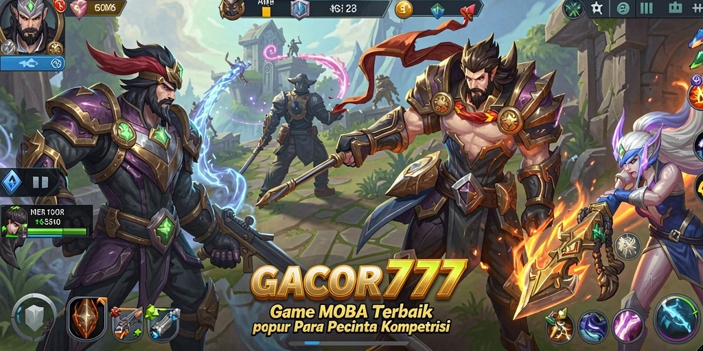 Tampilan gameplay GACOR777 yang seru dalam pertempuran MOBA.