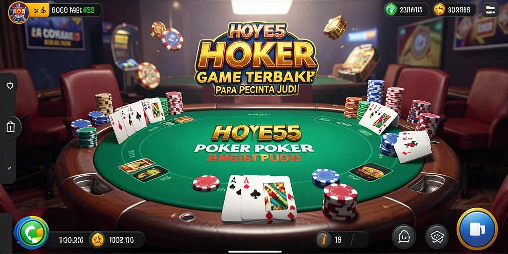 Tampilan gameplay seru dari HOYE55 yang penuh strategi poker.