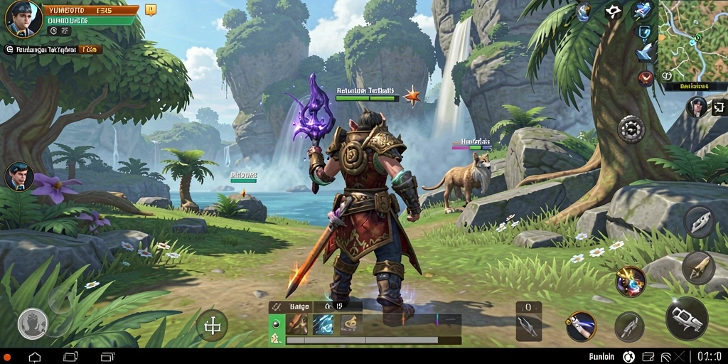 Screenshot gameplay YUMETOTO yang menampilkan pertarungan seru di dunia MMORPG.